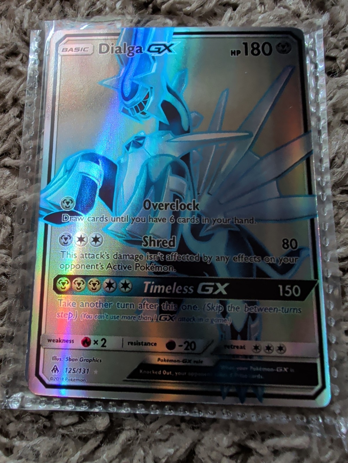 Dialga GX Full Art 125/131 Sm-Forbidden Light Holo Card LP Condition