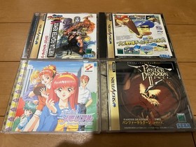 SEGA Saturn Console Gray Color & Controller with games Japan 1228