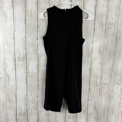 Adanola Romper Unitard Sleeveless Black Women s Size Large Round Neck