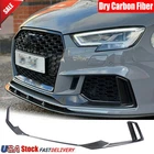 For Audi RS3 8V Sedan 2017-20 Real Carbon Front Bumper Air Vent Fins Cover Trims