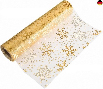 Tischläufer Gold Rolle 5mx28cm, Tischläufer Weihnachten Gold Glitzer Tüll, Ti