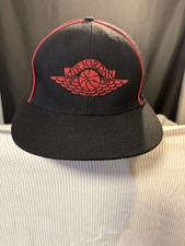 Vintage Y2K Nike Air Jordan Wings Fitted Hat Black/Red 7 1/2