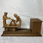 Schmid Wooden Moving Railroad Hand Car Music Box