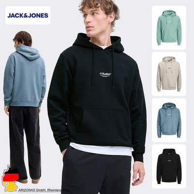 JACK&JONES Herren Sweatshirt Kapuze Rundhals Logo Eingrifftaschen