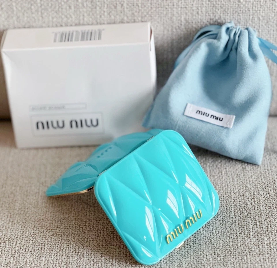 New Blue Miu Miu Makeup Mirror Double Sided Portable Makeup Gift - Image 2 of 4