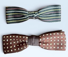 Lot of 2 Vintage Clip-On Bow Ties Beau Jr Royal Mid Century 3 Inch