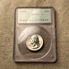 1939 P Washington Silver Quarter PCGS OGH Rattler Mint State MS64