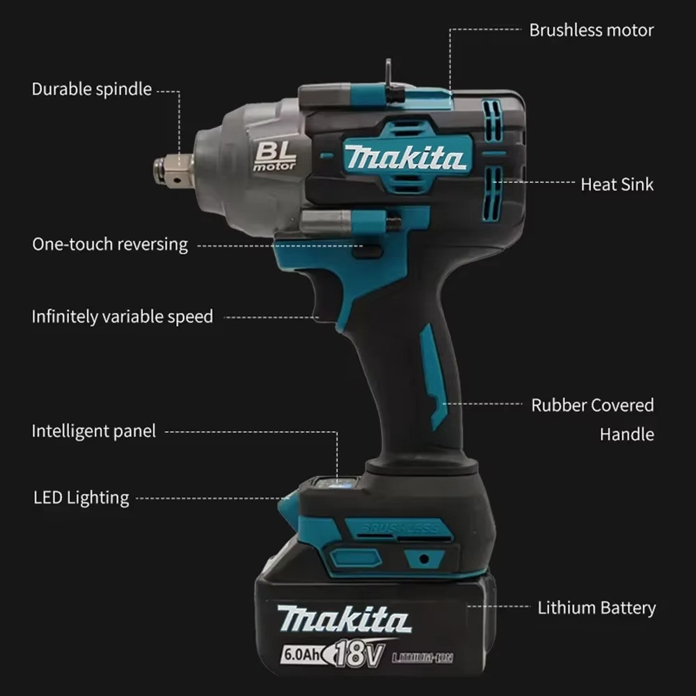 Makita 2000Nm Brushless Impact Wrench, High Torque, 1/2" Drive, Professional Aut