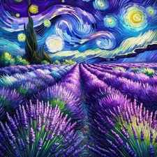 Diamond Art Painting Kits for Adults Lavender, Flower Round Full Drill Diamon...