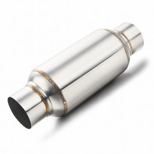2.5 Inlet Outlet Exhaust Resonator 11.5 Long Universal Stainless Steel Muffler 2.5 Inlet Outlet Exhaust Resonator 11.5 Long Universal Stainless Steel Muffler