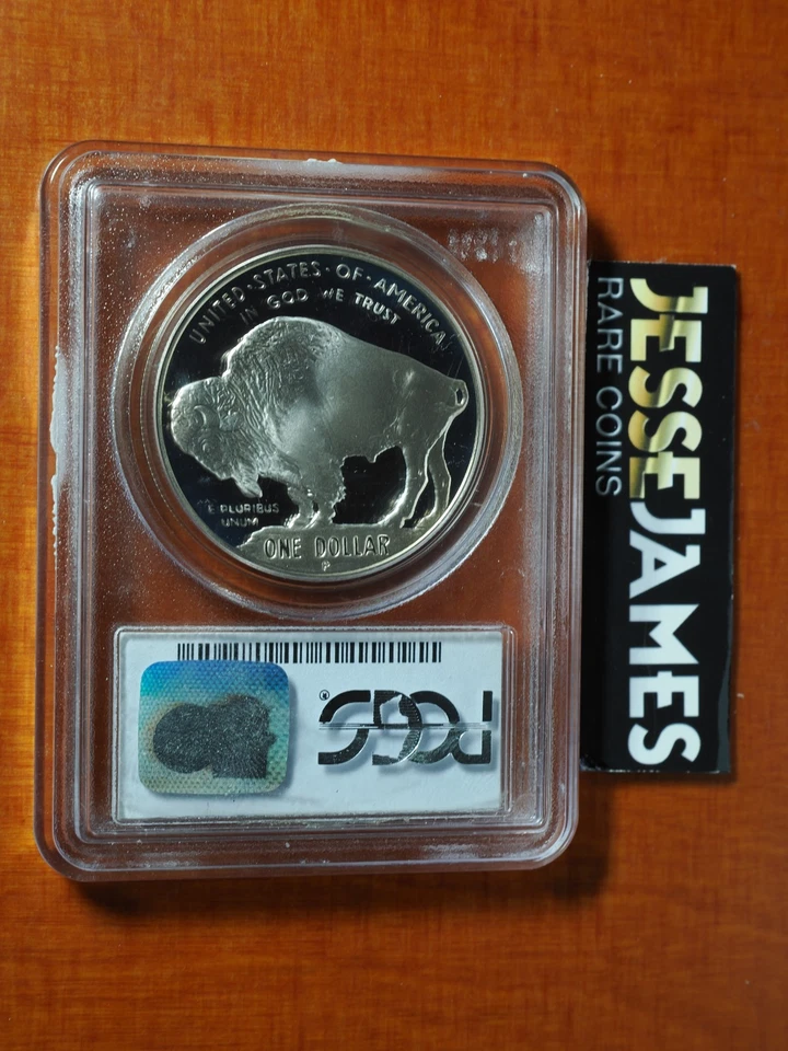 2001 P PROOF SILVER BUFFALO COMMEMORATIVE DOLLAR PCGS PR69 DCAM BLUE LABEL - Image 2 of 2