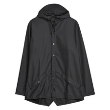 Rains Black Waterproof Hooded Rain Jacket