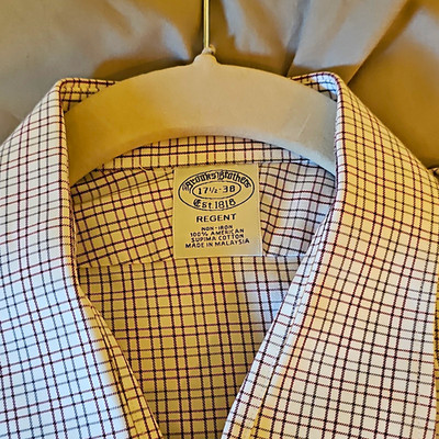 Brooks Brothers Regent Non-Iron Cotton Check Spread Collar Shirt 38