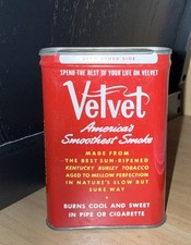 Antique Vintage Velvet Pipe and Cigarette Tobacco Advertising Tin