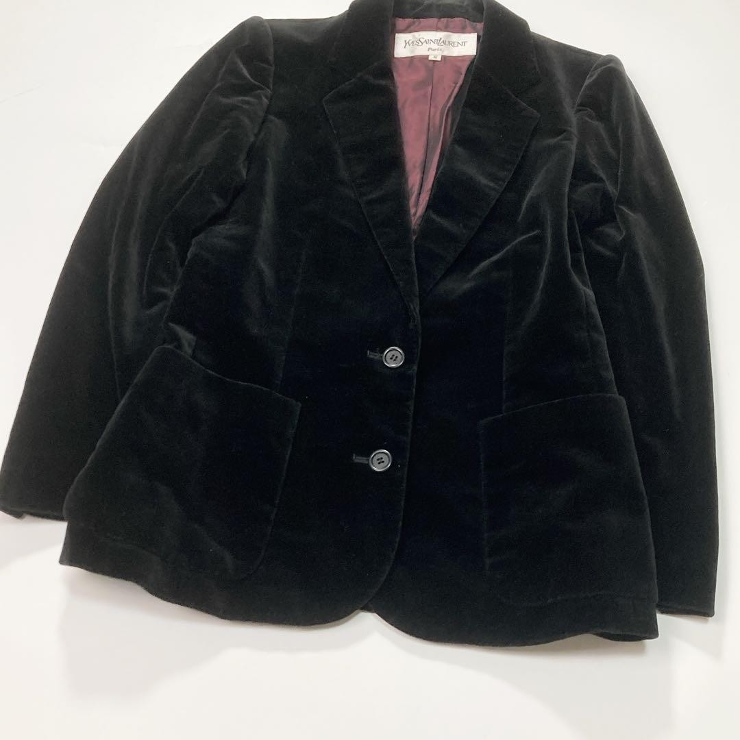 Yves Saint Laurent Giacca Sartoriale Velluto Nero Bordeaux S Autore dal Giappone