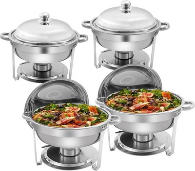 Chafing Dishes Stainless Steel Complete Set, 6QT Round Chafing Dish for Banquet