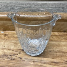 Vintage Bormioli Dedalo Crystal Ice Bucket with Diamonds Etching