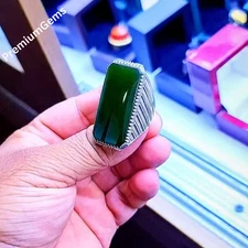 Big Original Green Yameni Aqeeq/Akeek Ring Agate Ring, Beautiful Handmade Unique