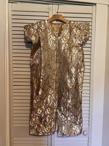 NIGERIAN AFRICAN Kids Girls Boubou Bubu Buba Dress Size M Handmade Khaftan Gold