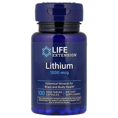LITHIUM - LITHIUM OROTATO LIFE EXTENSION 1000mcg 100 veggiecaps #1 in USA