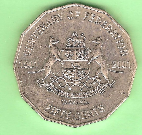 #C42. TEN(10) 2001 TASMANIA AUSTRALIAN CIRCULATED 50 CENT COINS - 第 1/2 張圖片