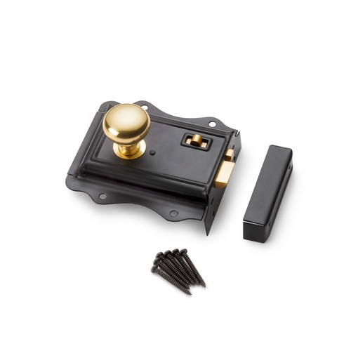 Black Brass Olde Victorian Rim Lock Latch - Choose Your Knobs Pair To Suit - Picture 131 of 170