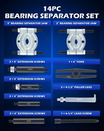 Juego de extractores separadores de rodamientos OMT 14 PIEZAS divisores de 2" y 3" kit de rodamientos para quitar - Imagen 3 de 9