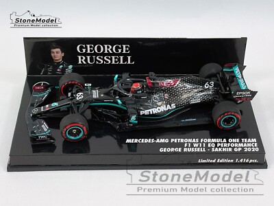 ミニチャンプス 1/43 メルセデス 2020年サクヒールGP ジョージラッセル Mercedes F1 W11 #63 George Russell Sakhir GP 2020 1st F1