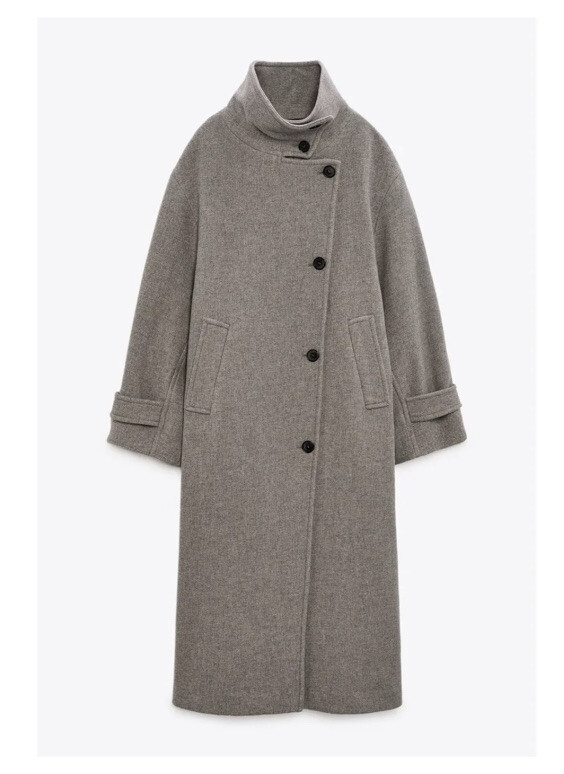 ZARA WOMAN NEW MANTECO WOOL BLEND OVERSIZED COAT LIGHT MINK