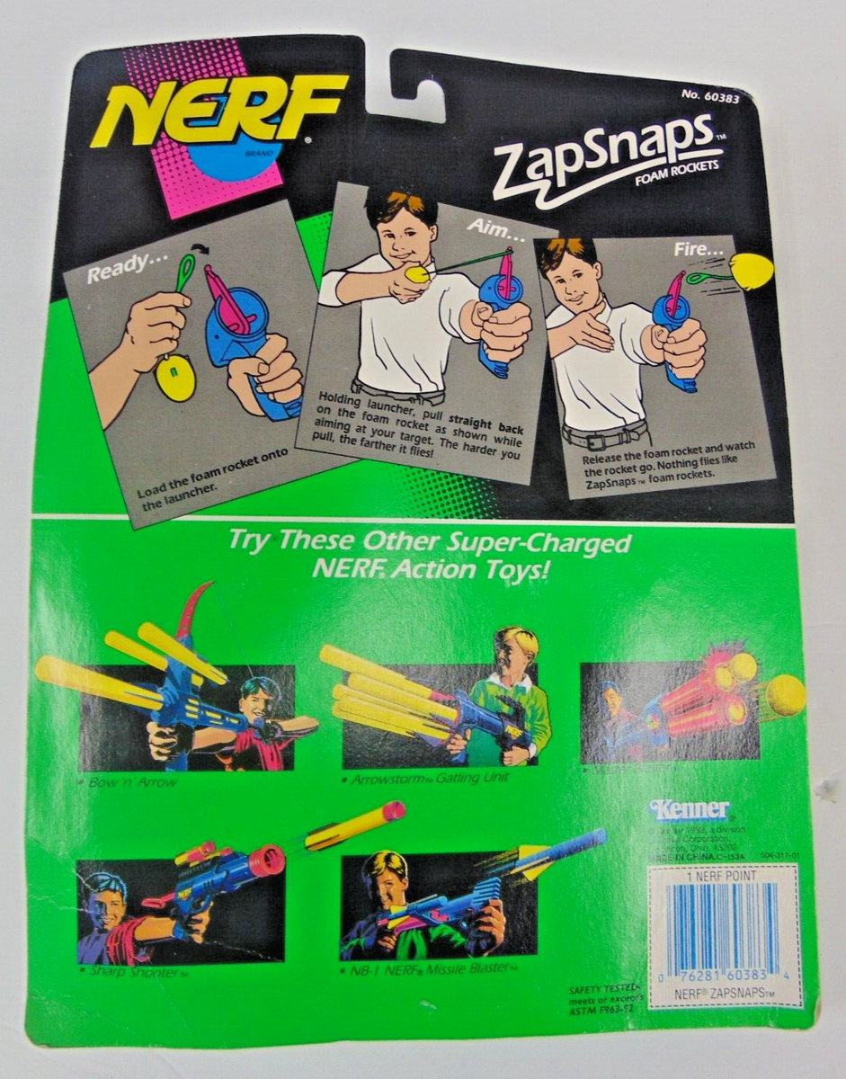 Rare 1993 NERF Zap Snaps Launcher w 2 Yellow Rockets KENNER SEALED