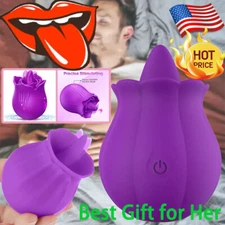 Waterproof-Rose-Vibrator-Clit-Nipple-Sucker-Women-Massager-Toy-use Lubricant US