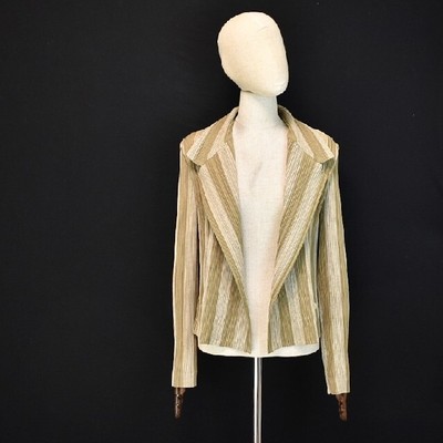 PLEATS PLEASE ISSEY MIYAKE Stripe Pleats Jacket L Beige Outer wear