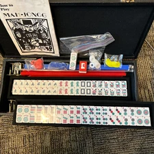 Vintage Mah Jong Mahjong Set In Carry Case Sealed Tiles 4 Trays