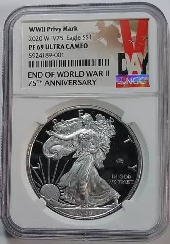 2020-W 1oz Silver American Eagle - V75 Privy - NGC PF 69 Ultra Cameo
