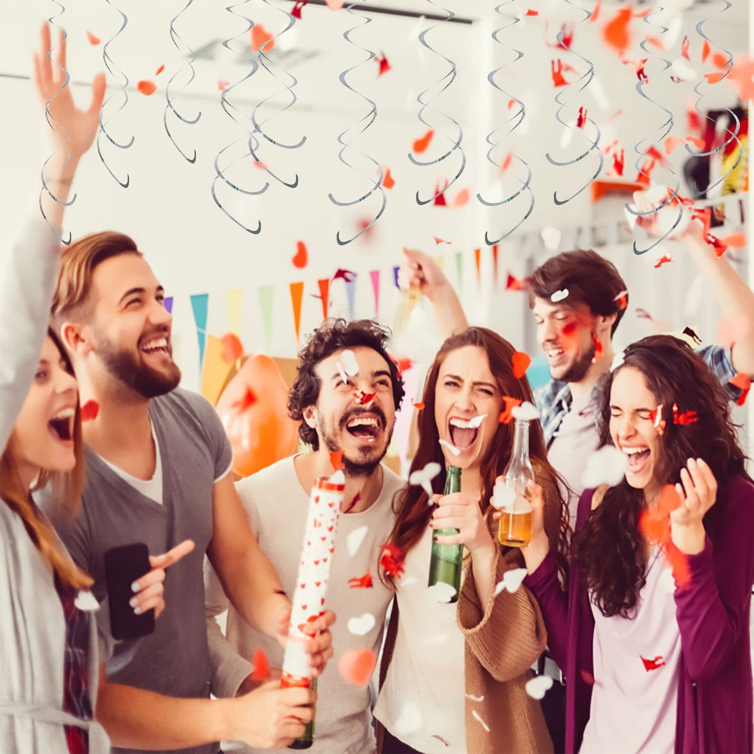 12 Pieces Hanging Swirl Decorations Plastic Streamer Party Swirl Spiral Decor...