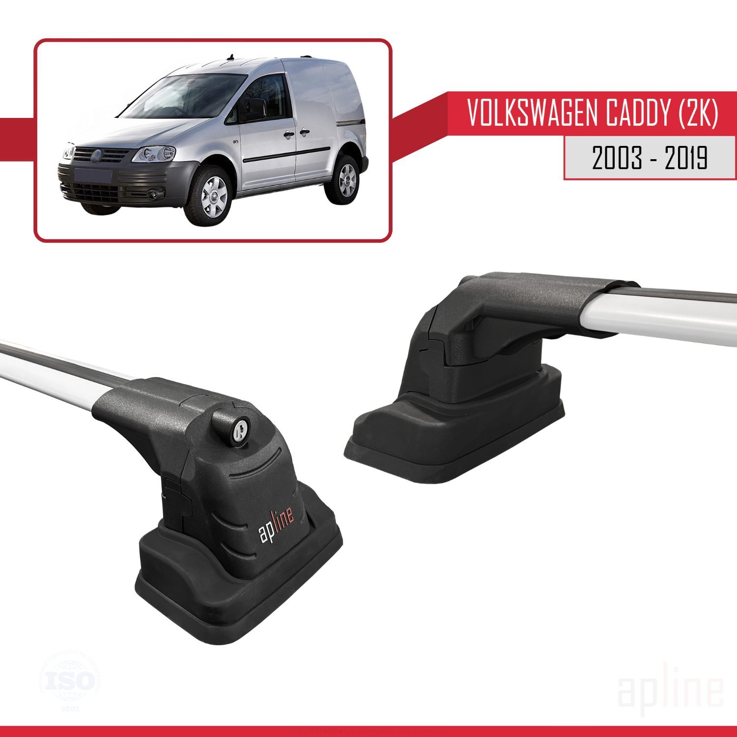 Barres de toit silencieuses VW Caddy 2K fixation rapide antivol clés