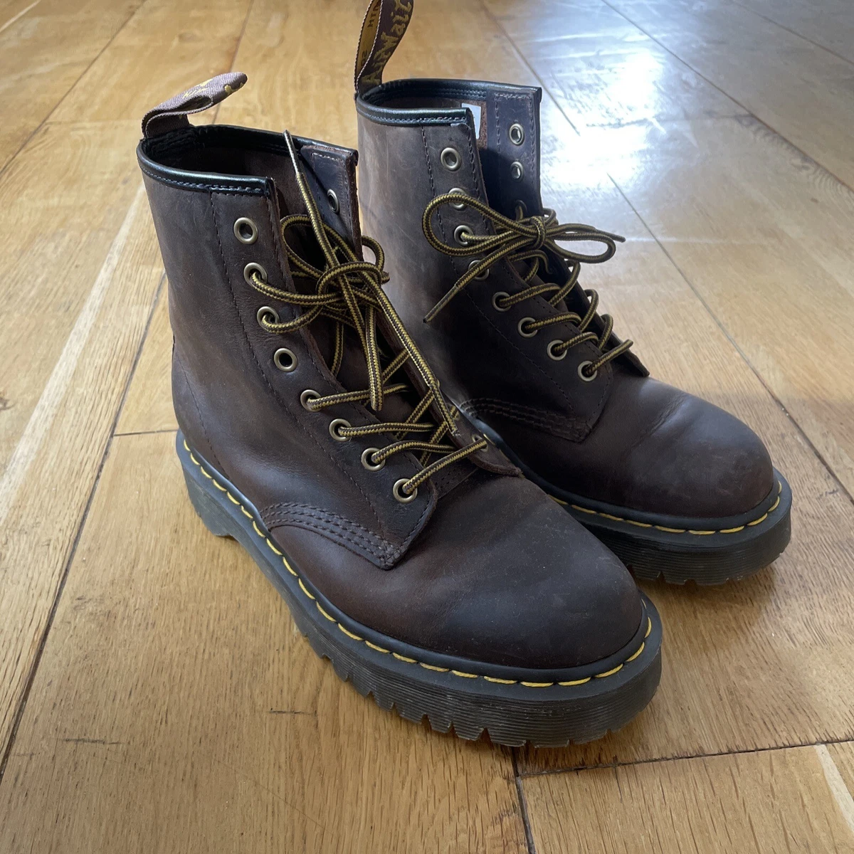 Ladies Dr Martens Brown Gaucho leather 8 Hole boots Size 8.5 Uk 40EU BNNW