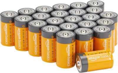 Amazon Basics 24-Pack D Cell Alkaline All-Purpose Batteries, 1.5 Volt, 