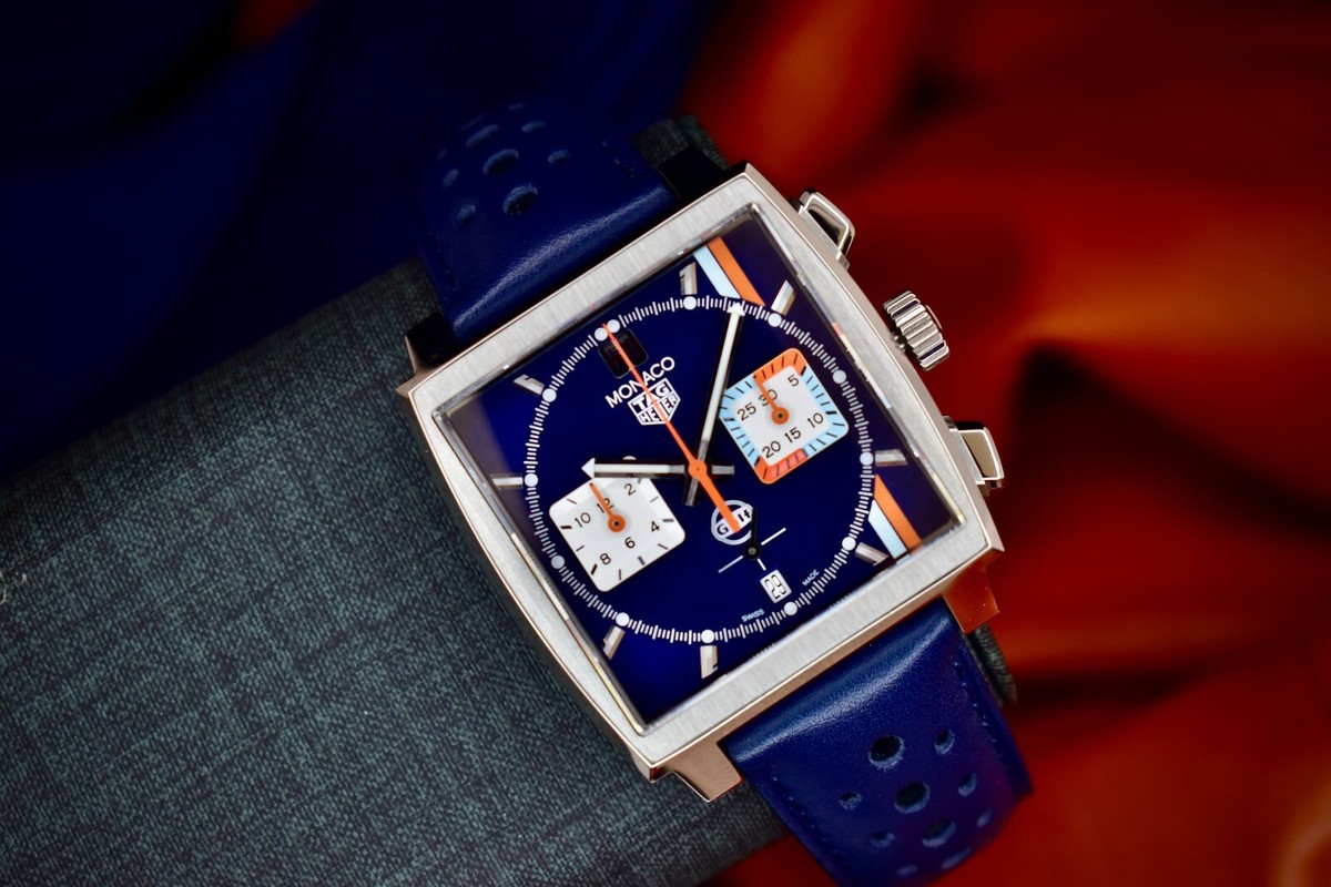 Tag Heuer Monaco X Gulf 39mm Automatic Blue Orange CBL2115
