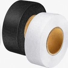 QuickFuse Fabric Tape Duo: 2 Rolls (Black & White) Iron-On Adhesive Hem Tape, 1/