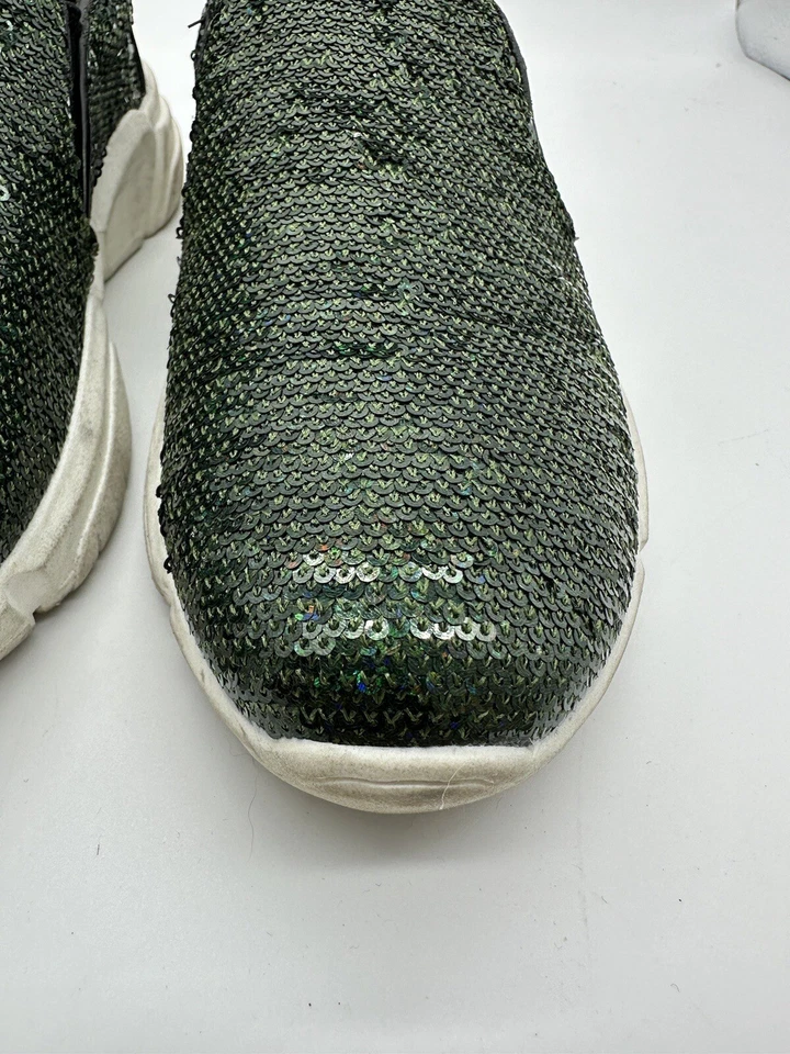 Zapatos sin cordones Love Moschino para mujer con lentejuelas verdes corazón talla 39 EE. UU. 9 Foto 3 de 4
