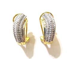 Gold Plate Two Tone Hoop Huggie Earrings 6*20 mm