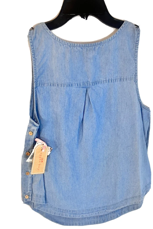 Top Copper Key M Juniors Indigo Chambray botón lateral tanque nuevo con etiquetas $39 Foto 2 de 4