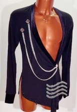 M527 Men Ballroom Latin/Rhythm/ Salsa Competition Dance shirt black L