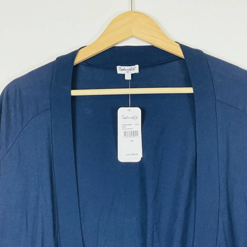 Splendid Navy Blue Jersey Knit Cardigan Sweater Topper Girls Youth 14 New NWT Foto 2 de 4