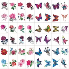 Temporary Small Tattoo Stickers Waterproof Long-lasting Butterfly Rose Flower