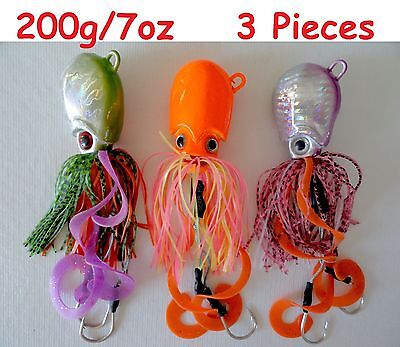 Thunder Jigs Each 7oz //200g Octopus Jigging Saltwater Fishing Lure 3 Pieces