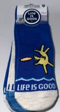 Men’s 6 Pack Low Cut Socks. Life Is Good Frisbee Fun. New In Pkg.Shoe Sz. 6-12.5