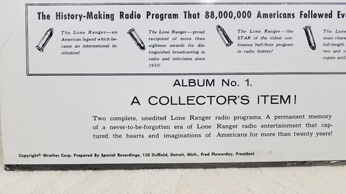 1960er THE LONE RANGER ALBUM VINYL LP RADIO BROADCAST ABENTEUER NUMMER 1 & 2 - Bild 22 von 23