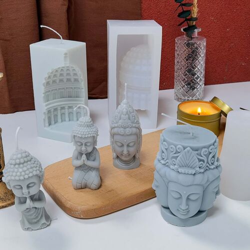 Candle Molds 3D Buddha Silicone Soap Mold DIY Craft Handmade Candle Making Molds - Picture 1 of 9